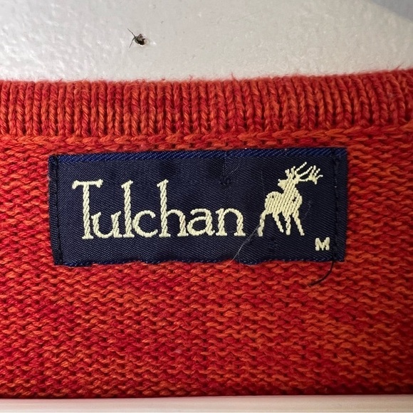 Tulchan Cotton V Neck Sweater Orange Sz M Buttons Teacher Artsy Student Retro - Picture 8 of 11